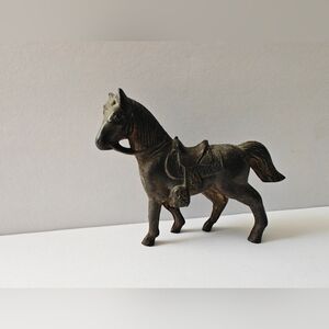 Vintage 1960's Cast Metal Toy Horse With Saddle